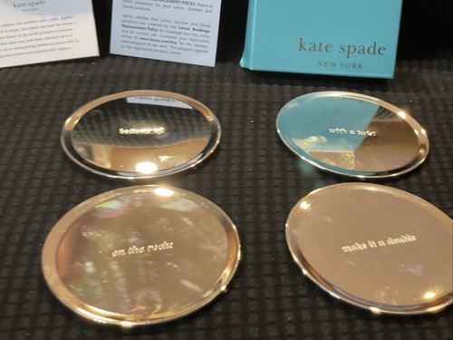 Kate Spade Lenox Silver Mirrored Coaster Set of 4 With
