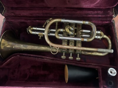 Antique Besson  Cornet With Mouthpiece, Mute & Case
