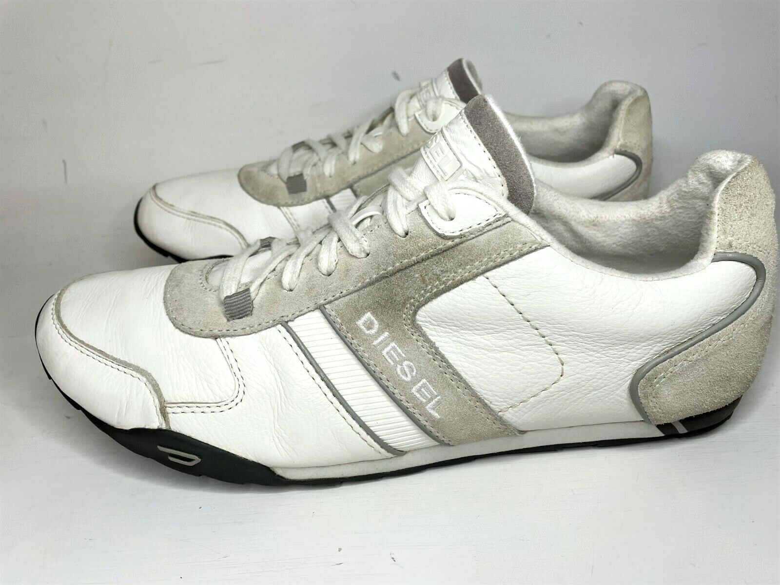 Mens Diesel White Leather Low Top 