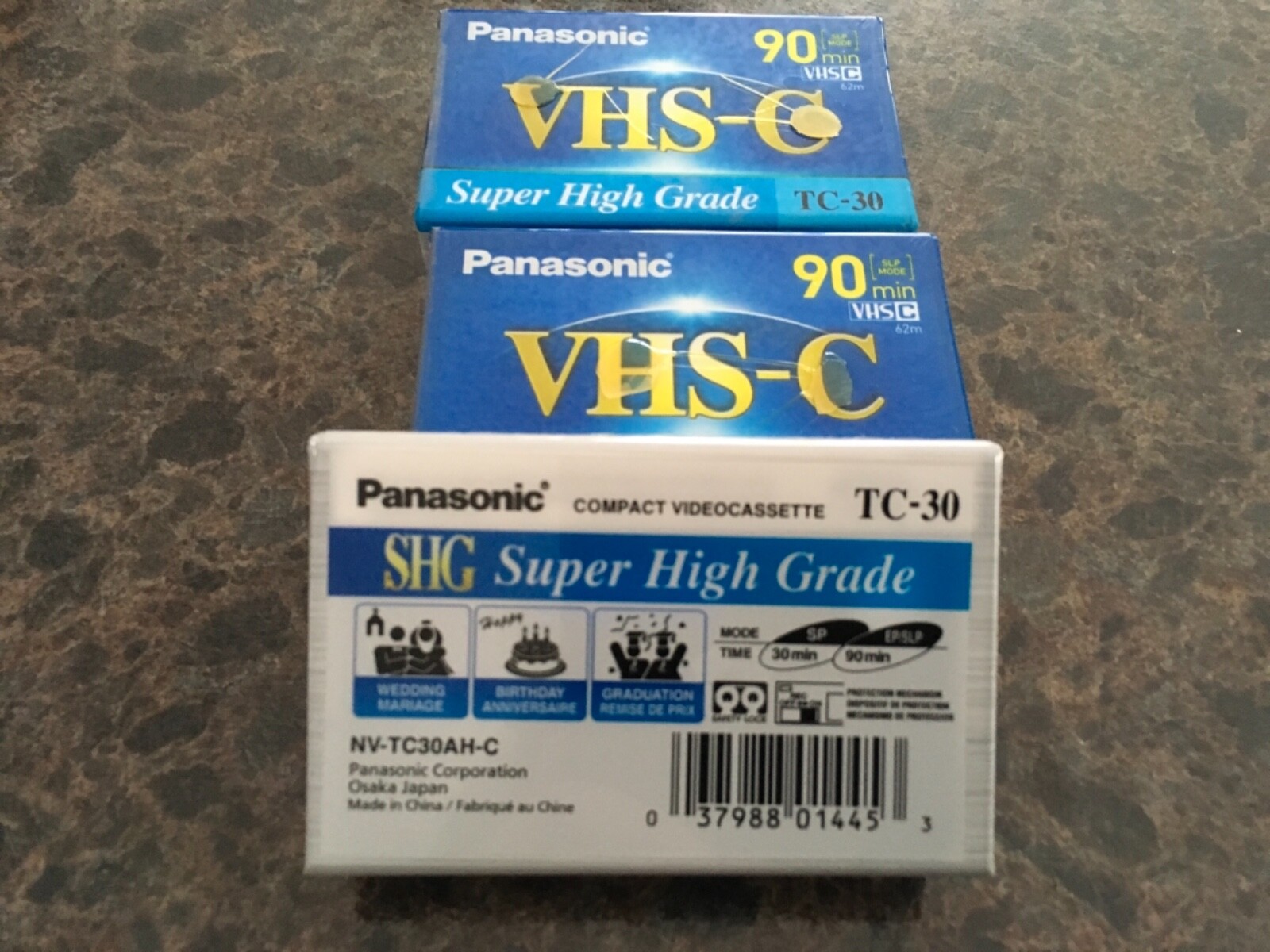 New Panasonic VHS-C 90 Min Tape TC-30 Super High Grade Tape lot of 3