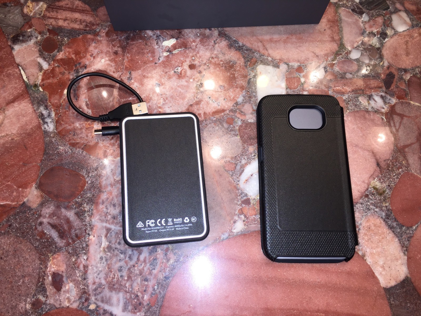 NWT TUMI Black Leather Folio Case Samsung Galaxy S6 & Portable Battery Bank Set