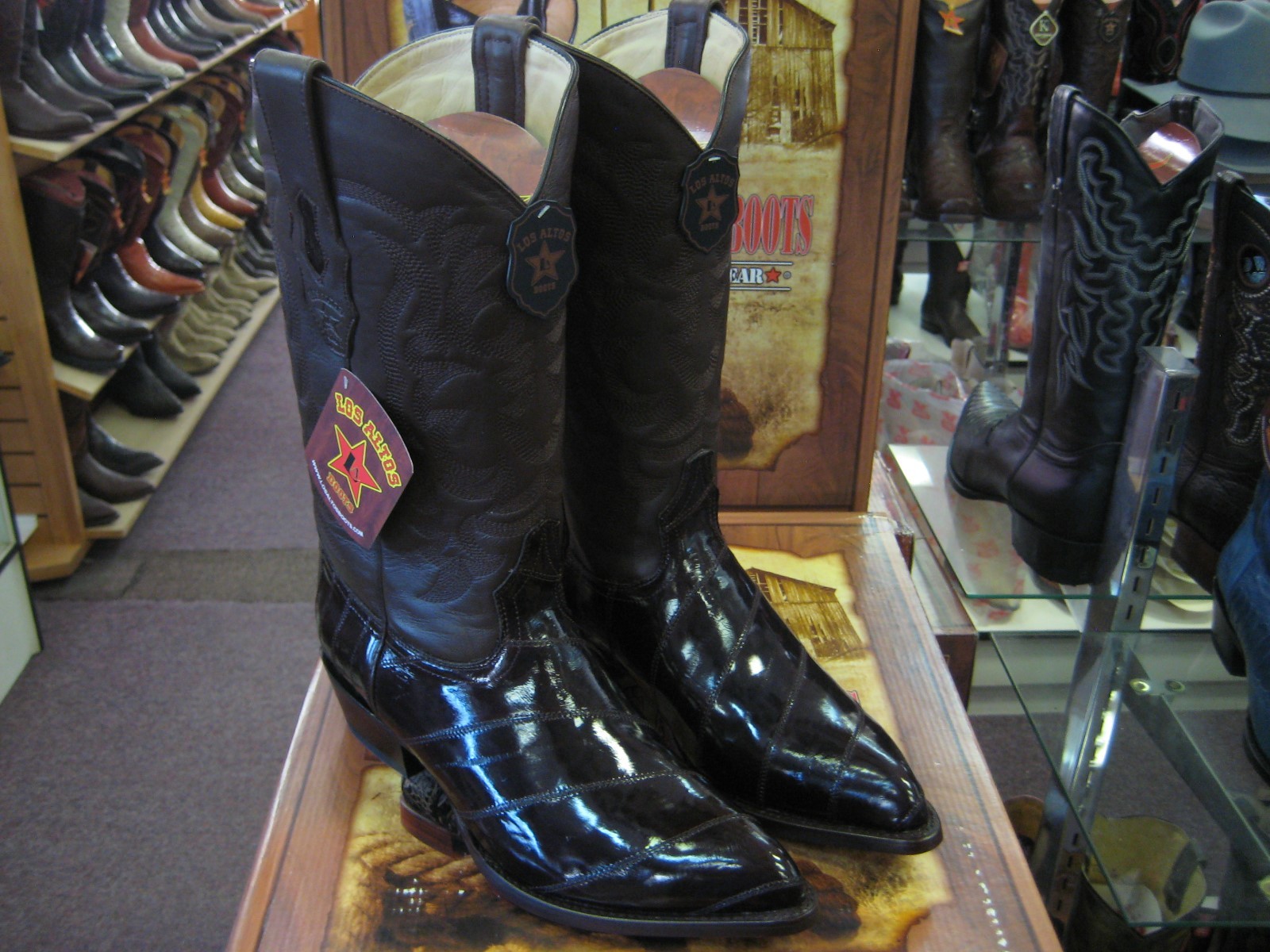 Pre-owned Los Altos Boots Los Altos Men Brown Genuine Eel Western Cowboy Boot J-toe (ee+) 990807