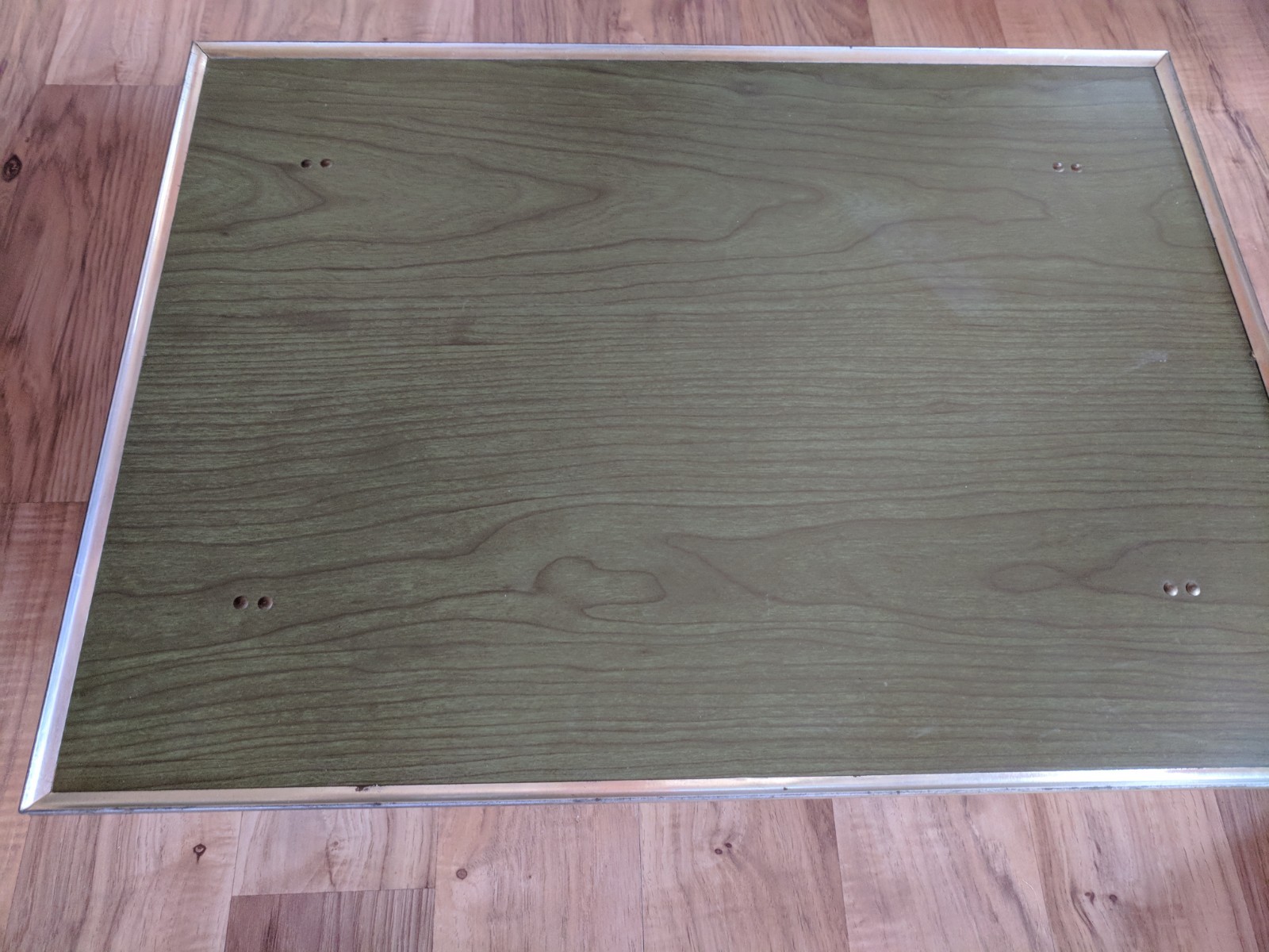 Vintage Green Wood Grain TV Tray With Folding Legs