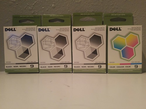 Dell MK990 Black and MK991 Series 9 Color Ink Cartridge Lot of 4
