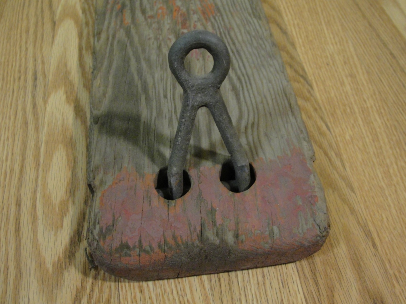 Antique/vintage Cast Iron & Wood outdoor playground Swing Seat Rare Red (B)