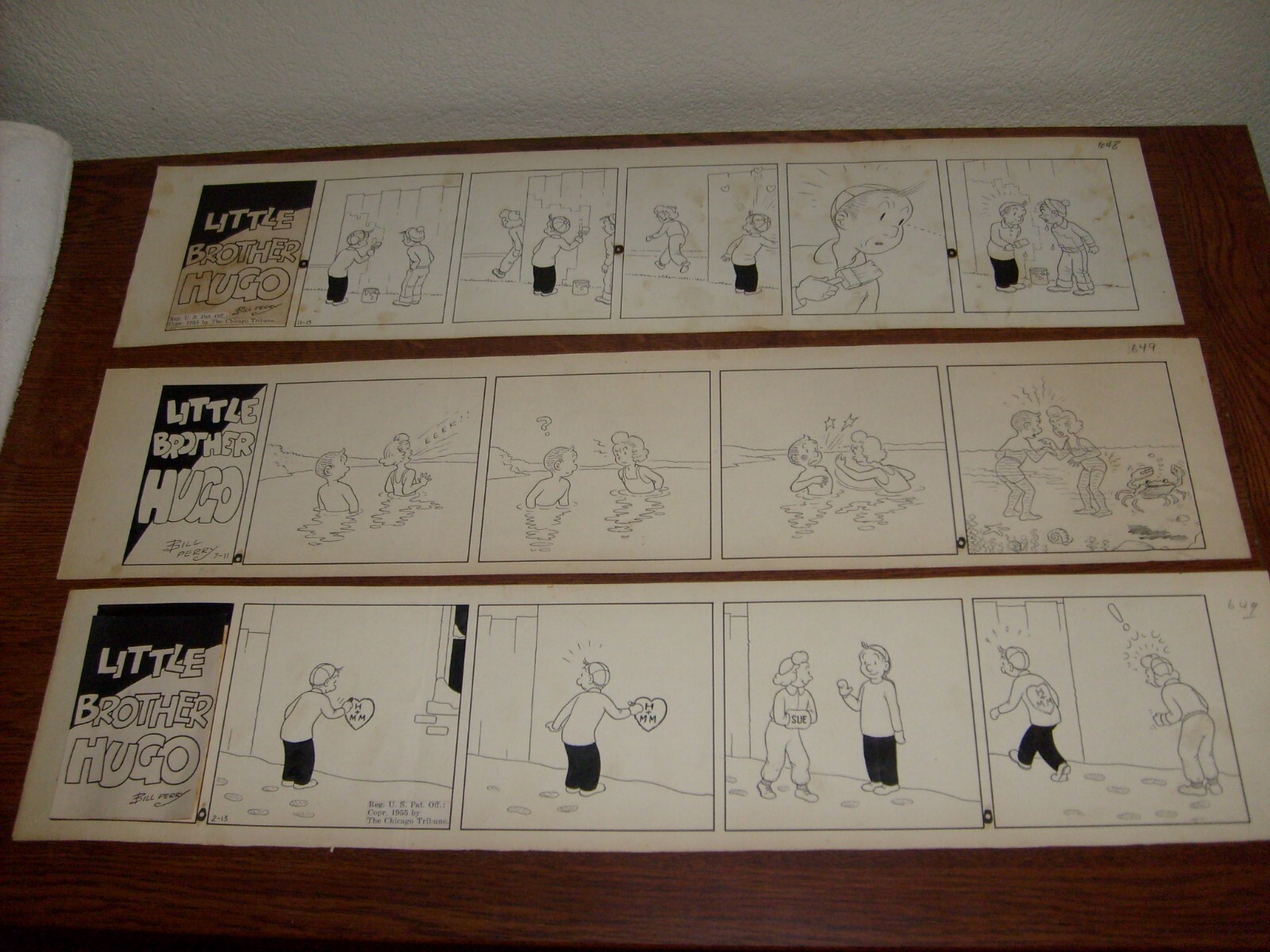 thehandprints 3) LITTLE BROTHER HUGO, BILL PERRY ORIGINAL COMIC STRIP ART, girls, lot 12  | eBay