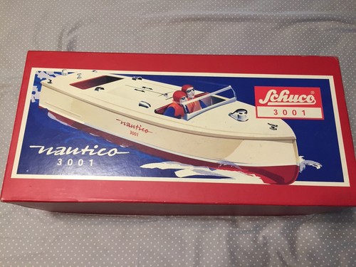 SCHUCO Windup Toy NAUTICO TIN PLATE Boat W/ Box