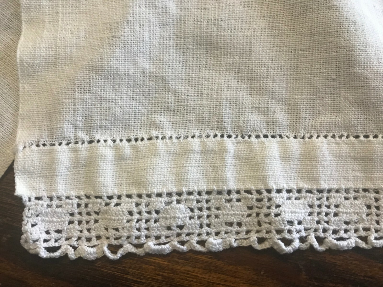 Vintage Crocheted Muslin Table Runner 16