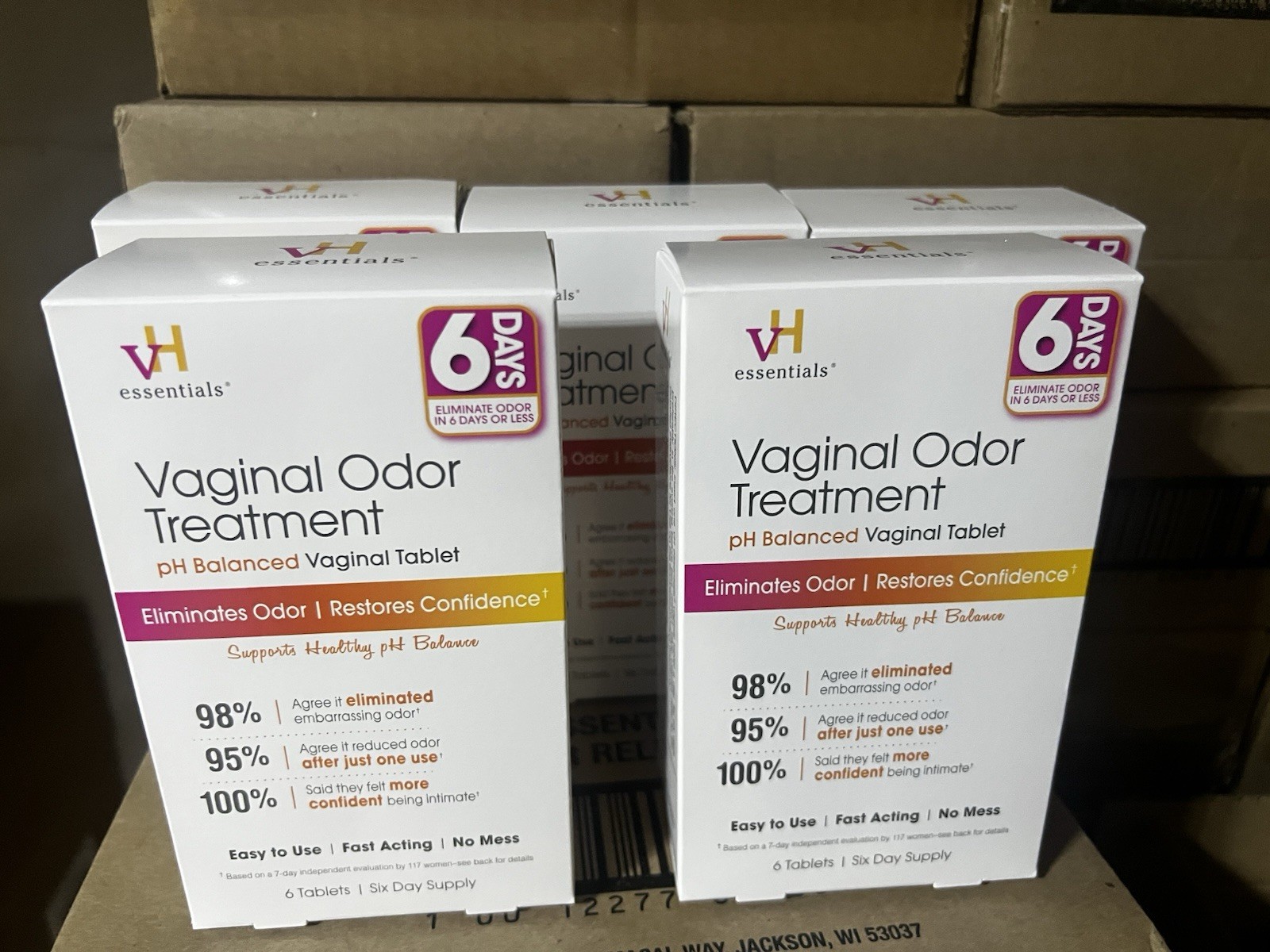 5-Pack VH Essentials Vaginal Odor Treatment pH Balanced Vaginal Tablets, 6 Count