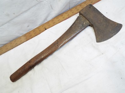 Antique Signed Axe Lumber Hatchet Unique Form Tool B Logo Wide Blade