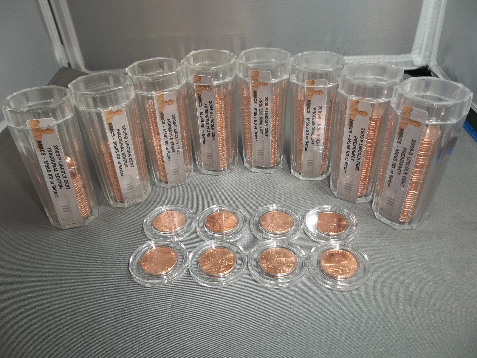 2009-P&D ANACS MS65+ : SET OF (8) : UNC. LINCOLN  CENTS in AIRTITES