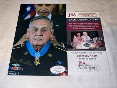 Jose Rodela Signed 4x6 Photo Medal Of Honor Recipient JSA Auth #3
