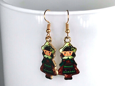 IRISH GIRL EARRINGS colleen traditional kawaii St Patricks day