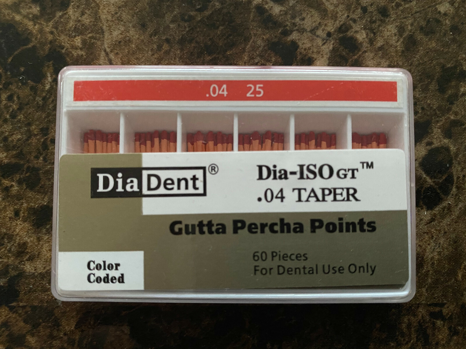 DIADENT Gutta Percha Points Endodontic Product .04 Taper (60 /pk)  LONG EXPIRY