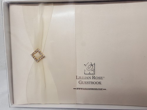 Lillian Rose Guest Book Off White Sash With Rhinestone & Gold Clasp In Box