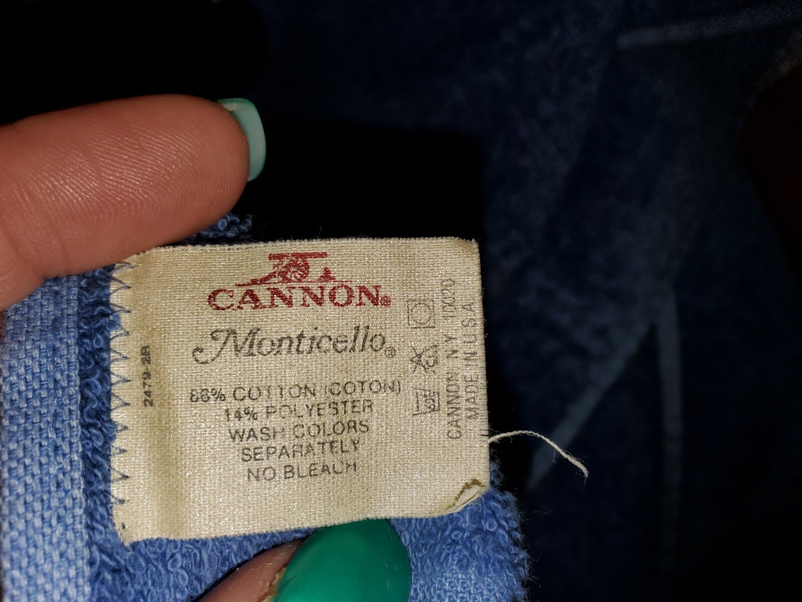 4 pc set Vintage CANNON Santa Cruz Fringed Blue Bath Towels & Washcloths