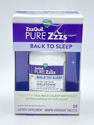 Vicks ZzzQuil Pure Zzzs Back To Sleep Tablets, 24 Tablets, Exp: 10/2023