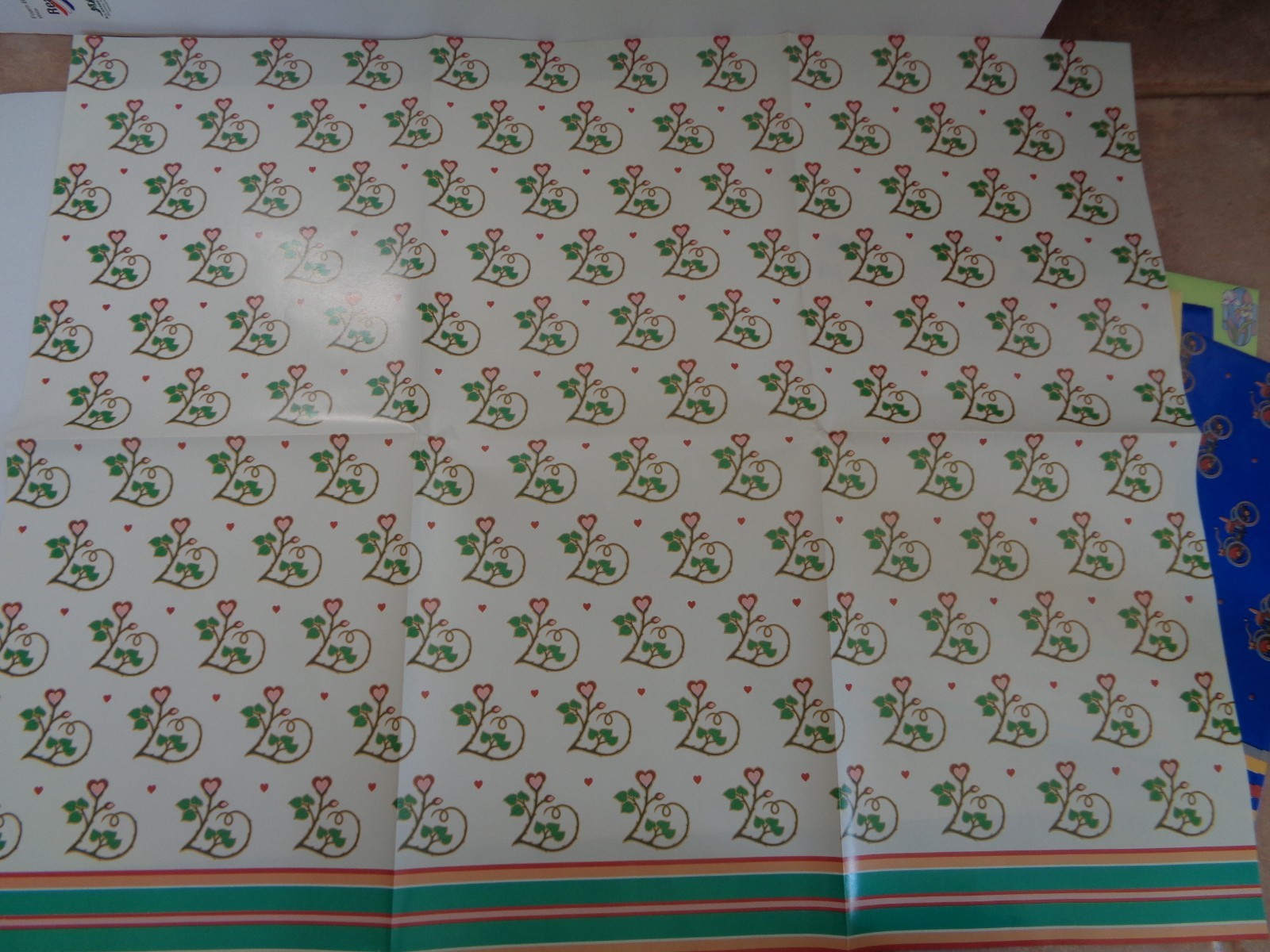 Vintage Current Gift Wrap Sheets Father's Day Hearts and Floral with Cards