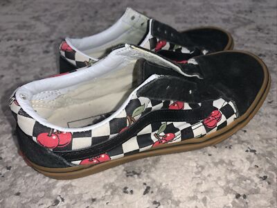 VANS Off The Wall Cherry Checker Old School Sneakers Mens 5.5 Womens 7 No Laces