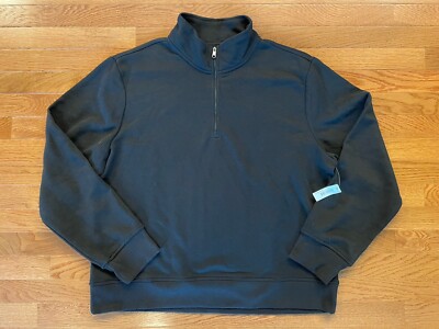 Amazon Essentials Men's 1/4 Zip 56% Cotton Sweatshirt Size XL NWT Black 864