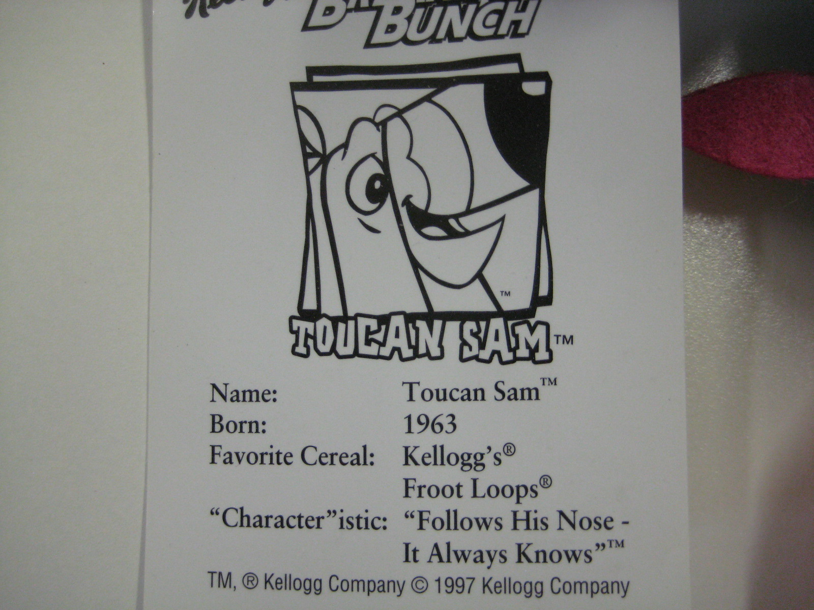 Kellogg's TOUCAN SAM Fruit Loops Advertising Bird BeanBag Breakfast Bunch