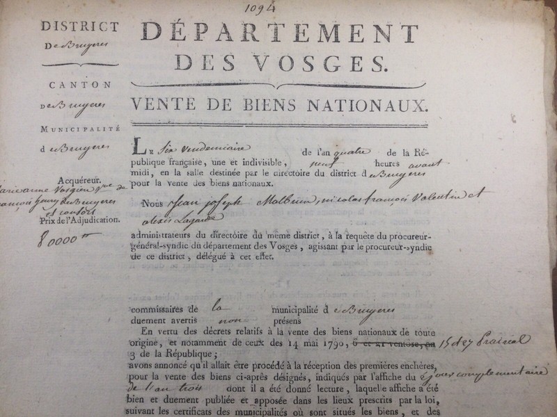 BruyÃ¨Res En 1795 Vosges Willaume Malbrun Lagarde Biens Nationaux RÃ©Volution