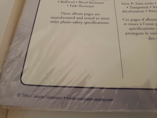 Creative Memories 12x12 White Scrapbook Pages 15 sheets / 30 pages 2004