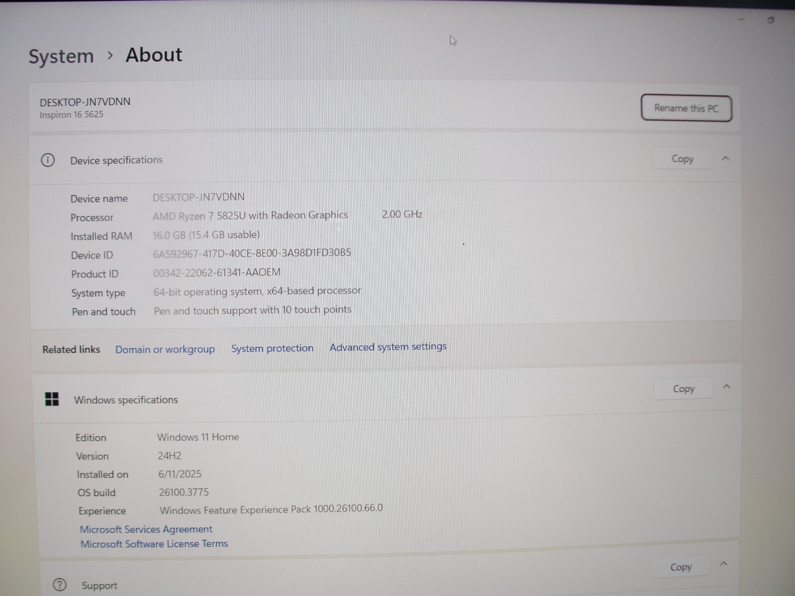 Dell Inspiron 16 5625 - AMD Ryzen 7 5825U - 16GB RAM - 1TB SSD - Windows 11 - Thumbnail 4