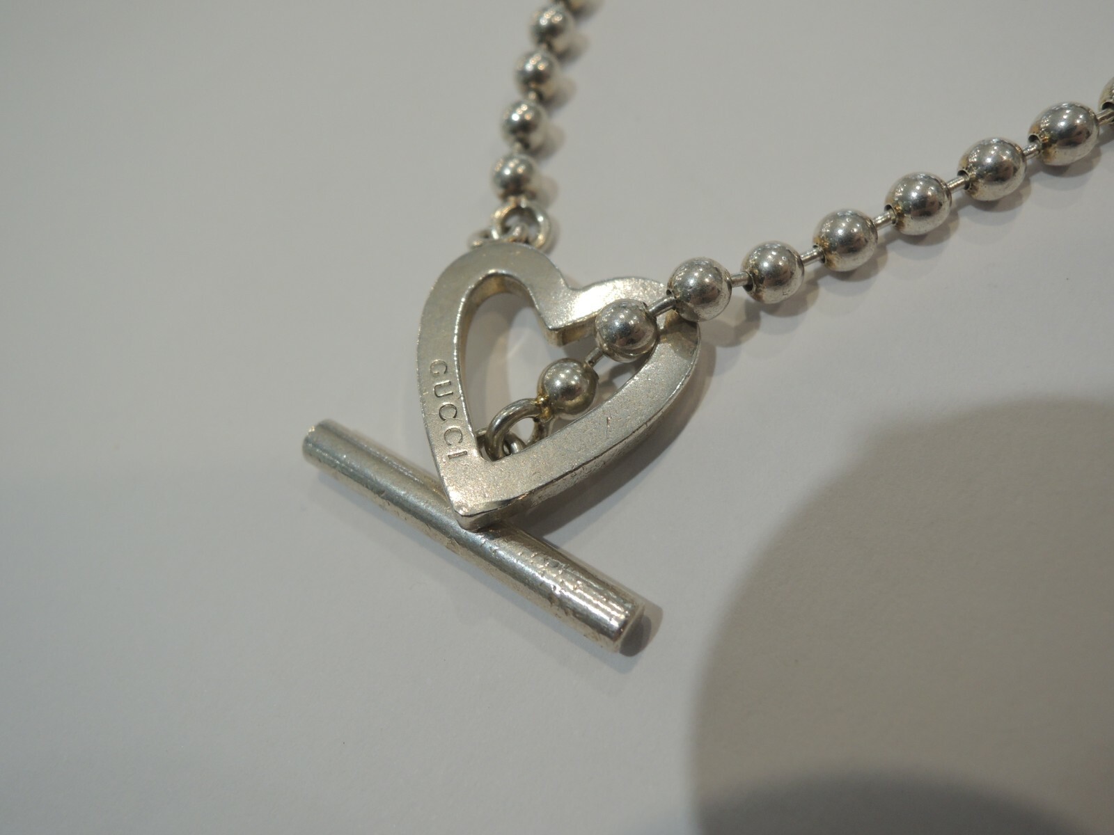 Gucci Heart Toggle Boule Necklace Sterling Silver - Good Gucci Heart Toggle Boule Necklace Sterling Silver - Good