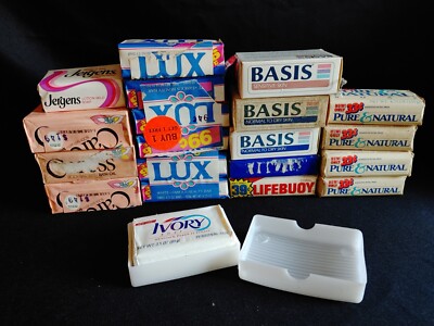 LOT Vintage Soap Bars Packages Ivory Lux Caress Basis Pure