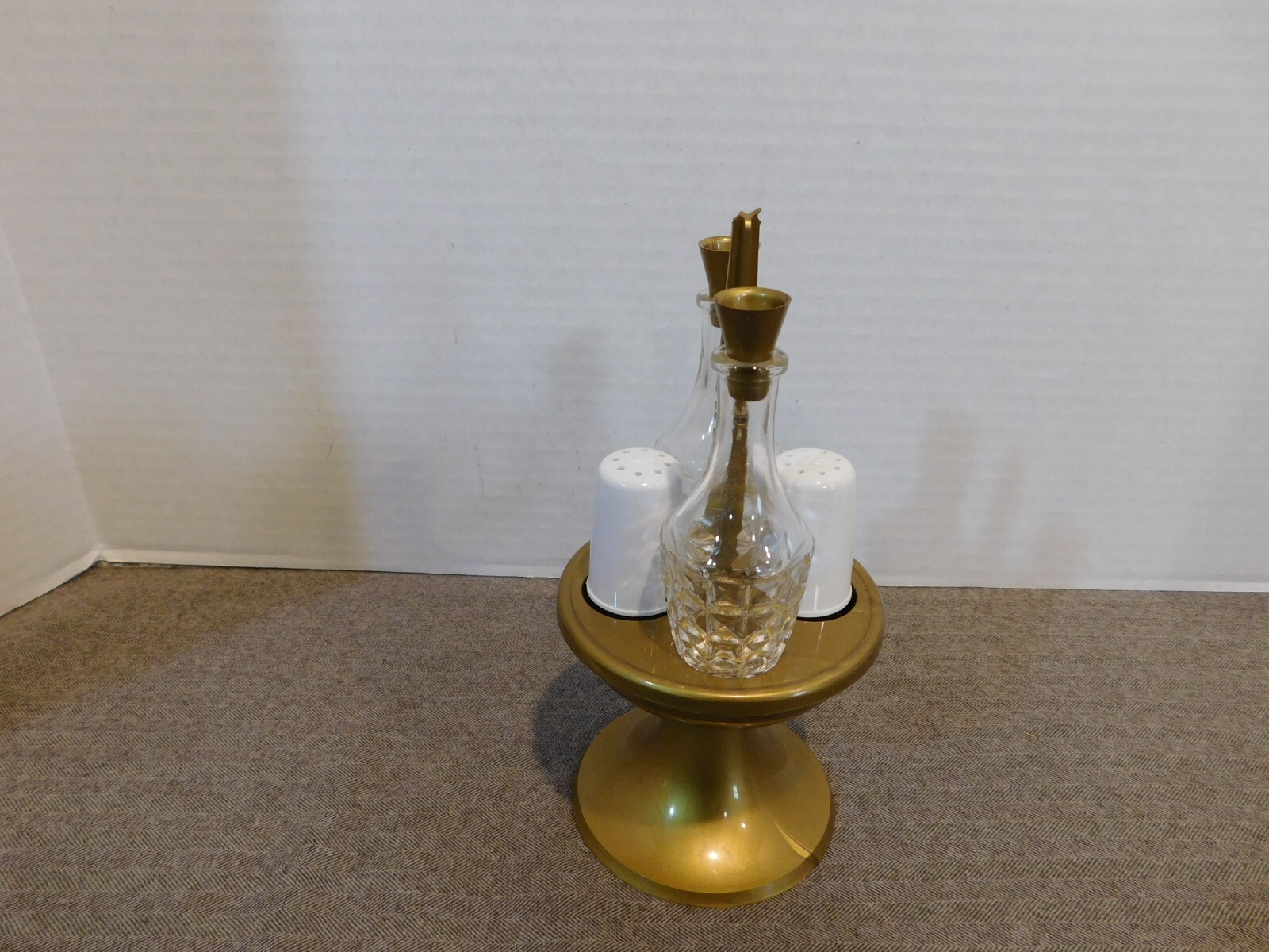 Vintage  Salt, Pepper and Oil Caddy Shaker Set