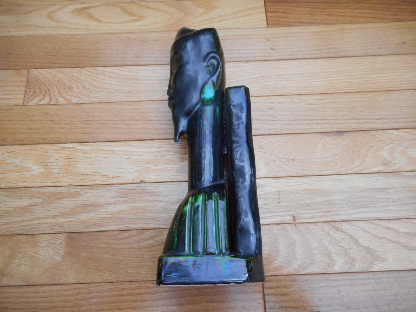 Vintage African Kenyan ? Kenya Man Pottery Ceramic Bud Flower Vase Glazed