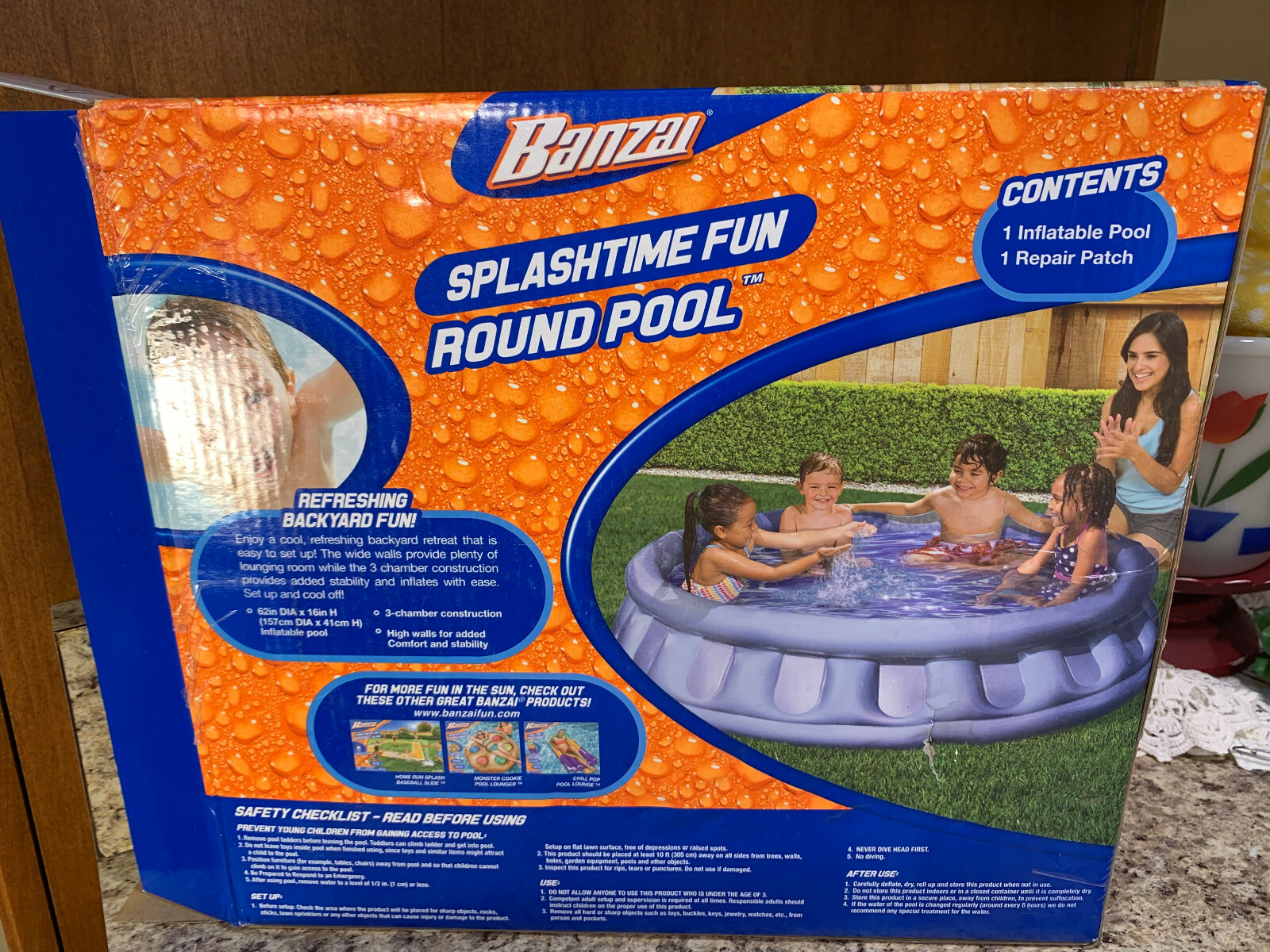 Banzai Splashtime Fun Inflatable Round Pool 62