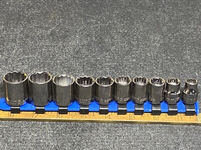 Kolbalt 10 Pc 3/8  Dr 12 Pt Chrome Metric Socket Set USA 9-19 mm 