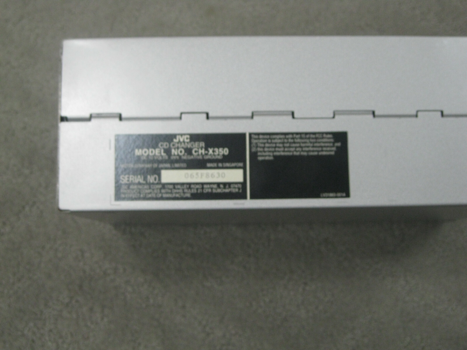 JVC CD Changer - Model Number CH-X350 Untested for parts no cords