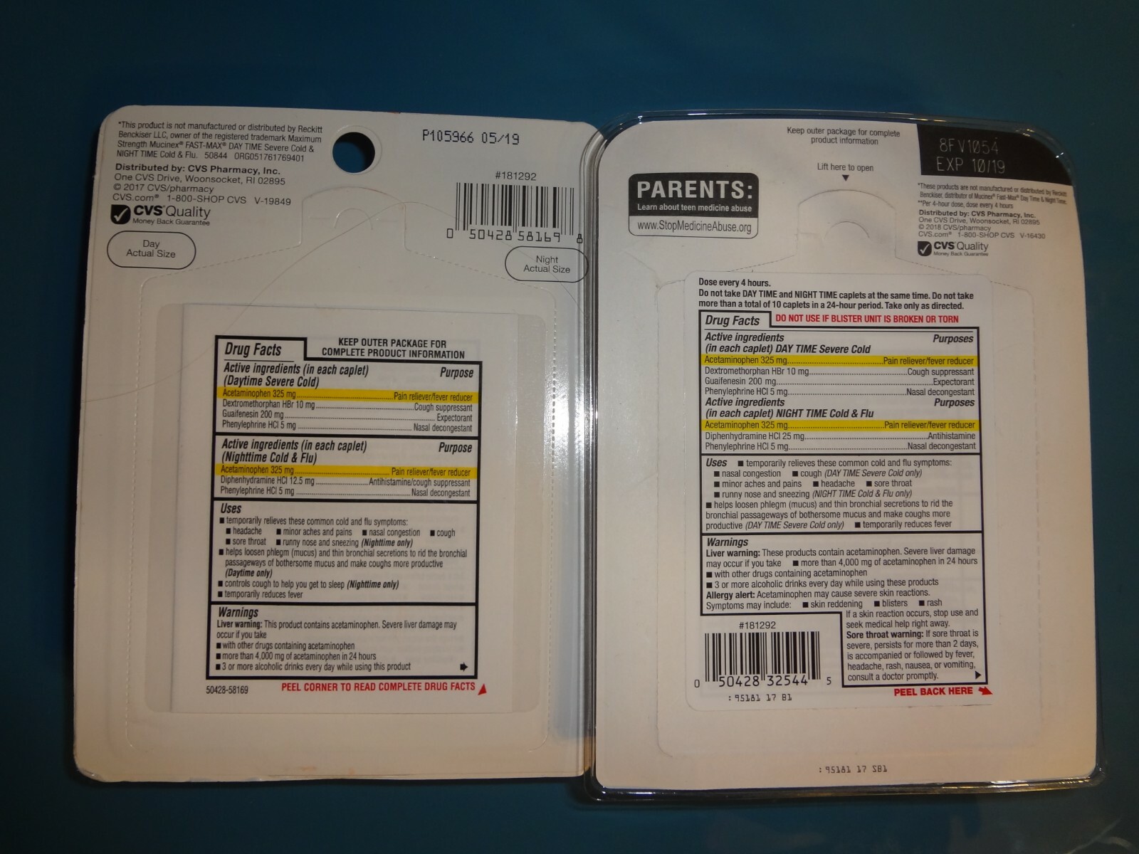 2 PKS cvshealth maximum strength daytime nighttime cold & flu Caplets