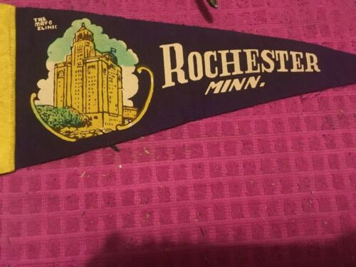 RARE Vintage ROCHESTER Minnesota THE MAYO CLINIC PENNANT FLAG BANNER - SHIP FAST