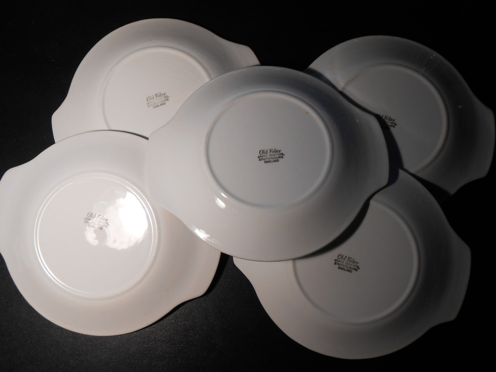 Old Foley James Kent Staffordshire China Plates - White Modern-Looking Set of 5