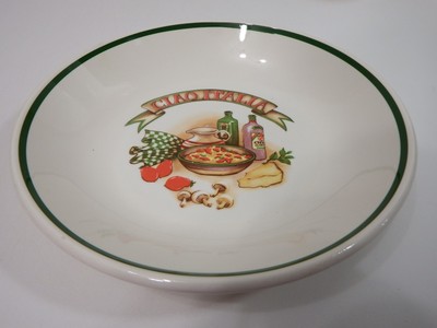 Server Platter bowl Italian theme Antique Glass 