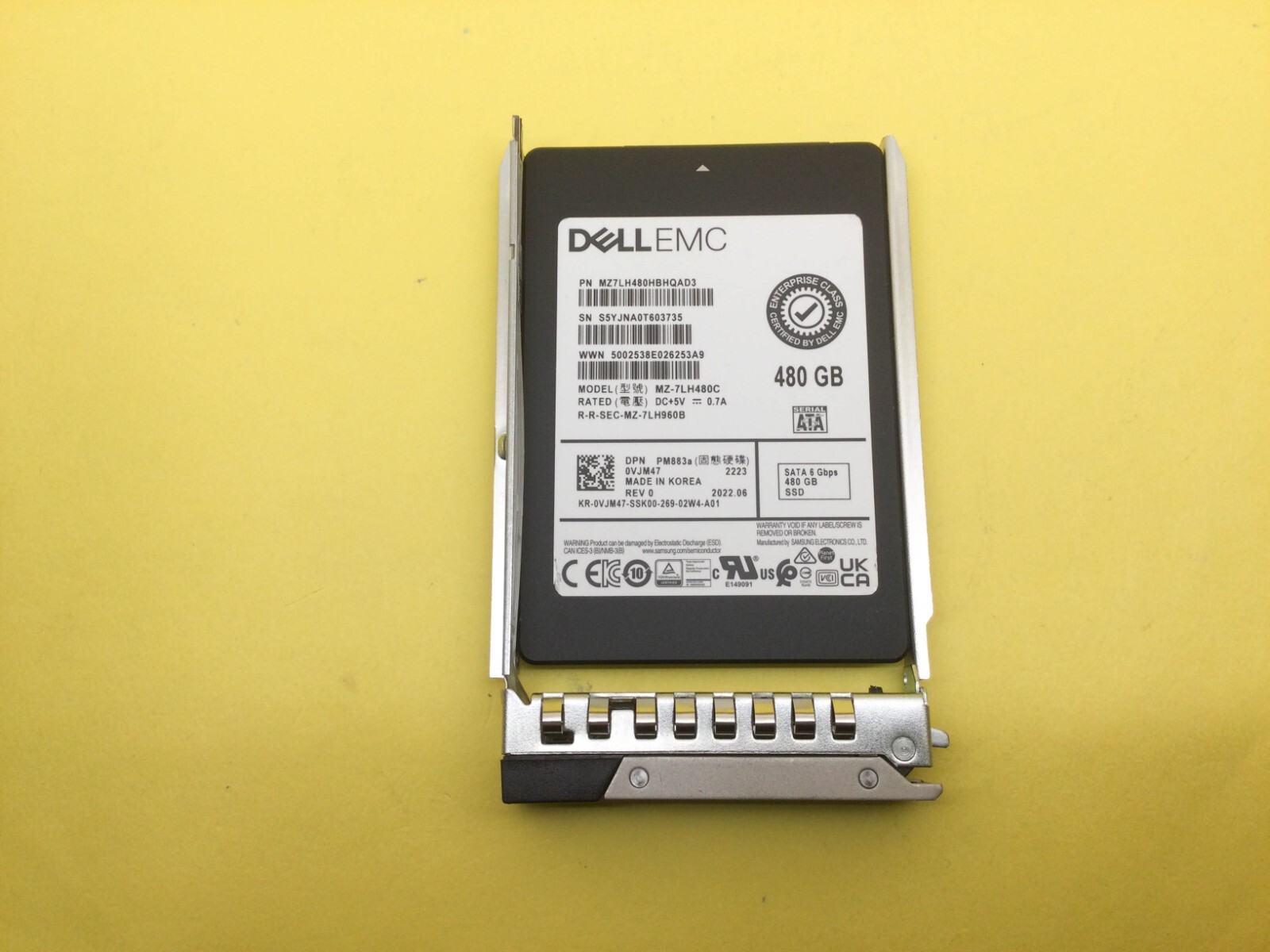 VJM47 DELL Samsung PM883a Series 480GB RI SATA 6Gbps 2.5in