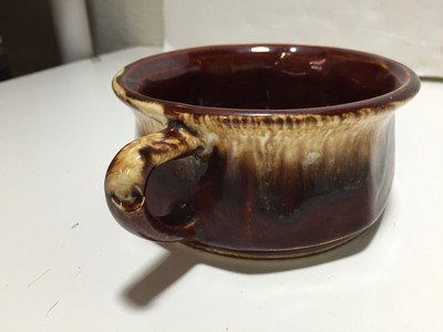ROSEVILLE BROWN DRIP MUG SOUP MUG BOWL LOW WIDE R.R.P. CO POTTERY USA VTG