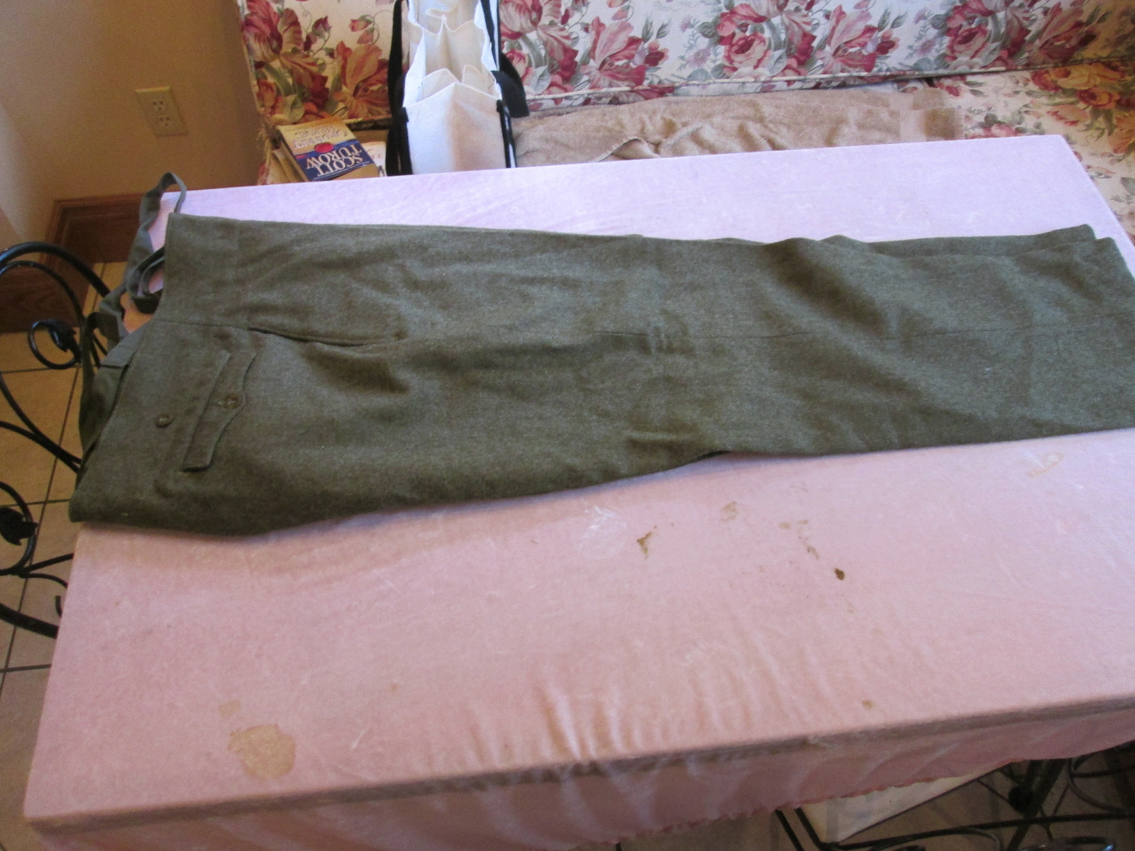 French Military Wool Green Uniform Pants Battle Dress Pantalon #14 Loreille 1972