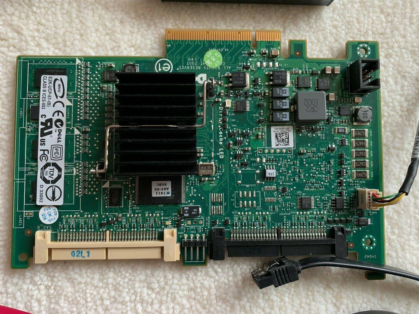 Dell Perc 6i PCI-E X8 SAS Raid Controller E2K-UCP-61-B with Battery and Cables