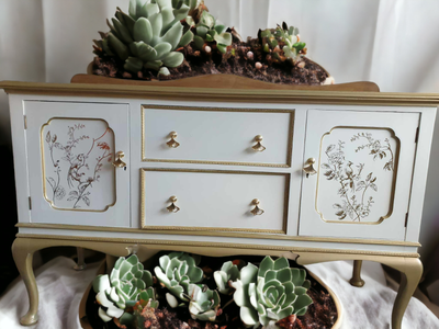 Walnut and 2024 gold sideboard