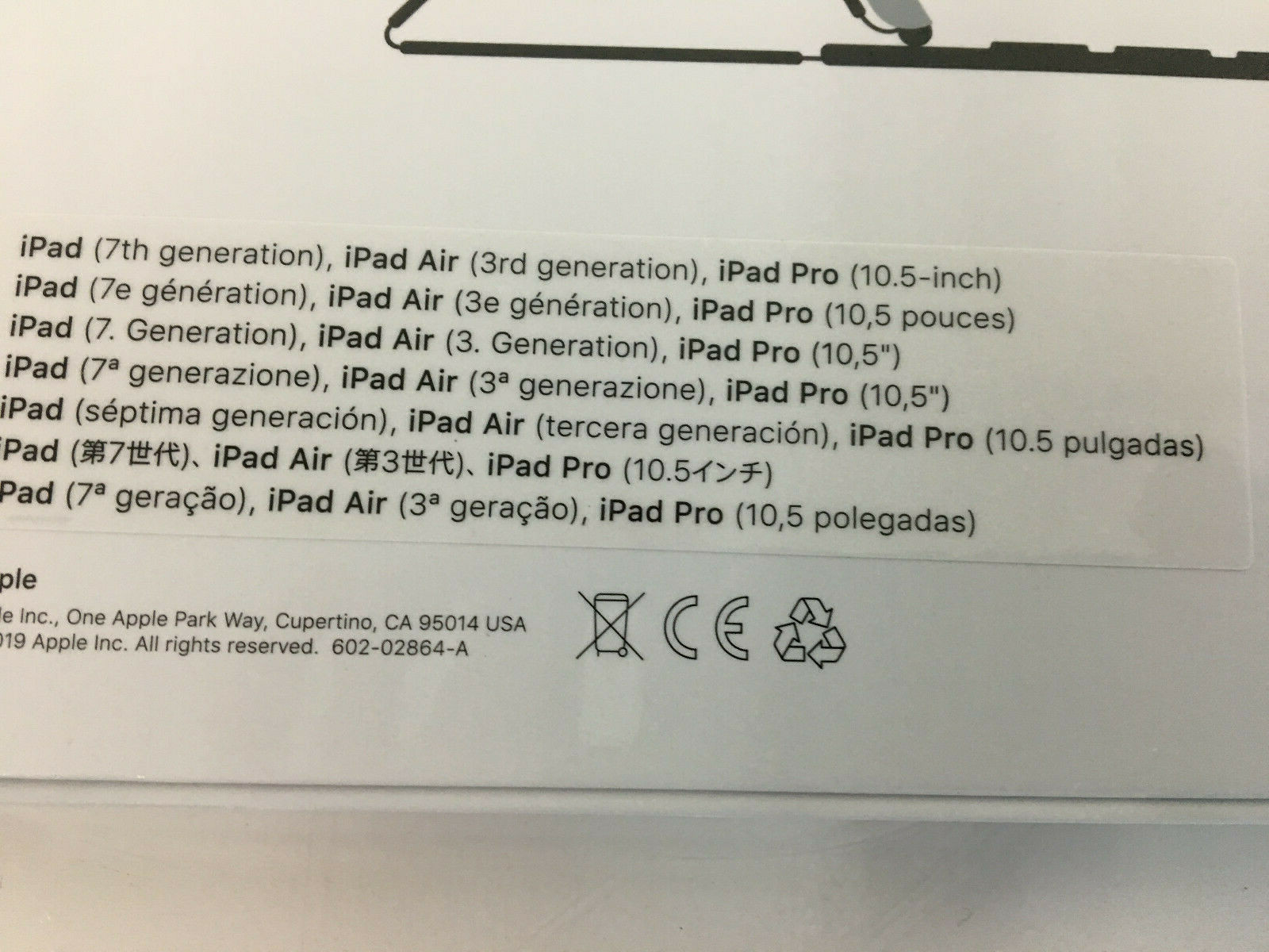 Apple iPad Pro 10.5" Smart Keyboard A1829 MPTL2LL/A - Charcoal Grey *NEW*