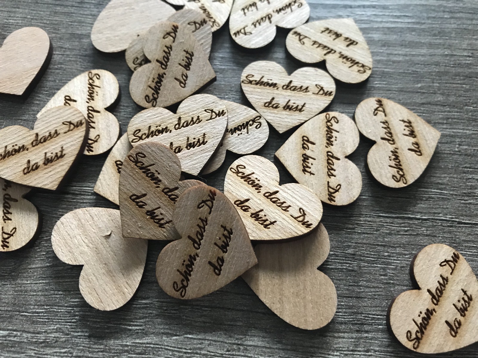 50 Streudeko Holz Herz Tischdeko Schön,