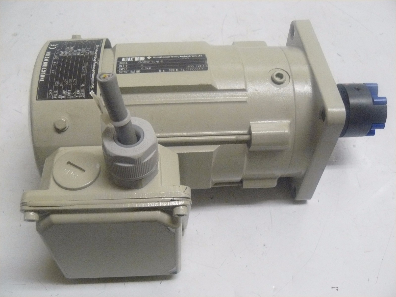 SUMITOMO ALTAX DRIVE CNVM02-507R-5 200VLT 60HZ 1700RPM 5 TO SUMITOMO ALTAX DRIVE CNVM02-507R-5 200VLT 60HZ 1700RPM 5 TO