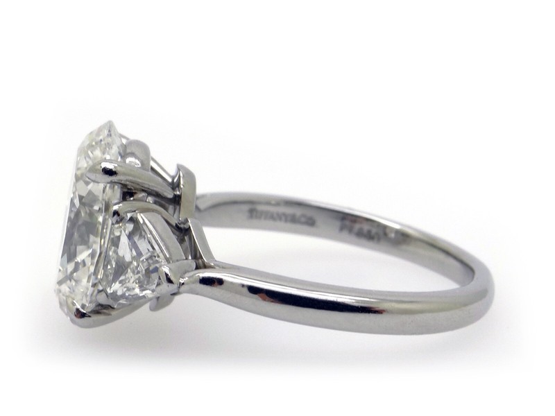 Tiffany Co Platinum 3.82ct Oval Shield Diamond Engagement Ring GIA