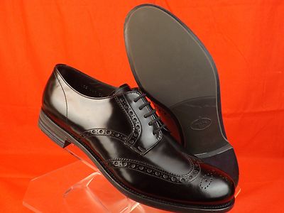 Pre-owned Prada 2ee061 Black Patent Leather Lace Up Wingtip Perforated Oxfords 10 11