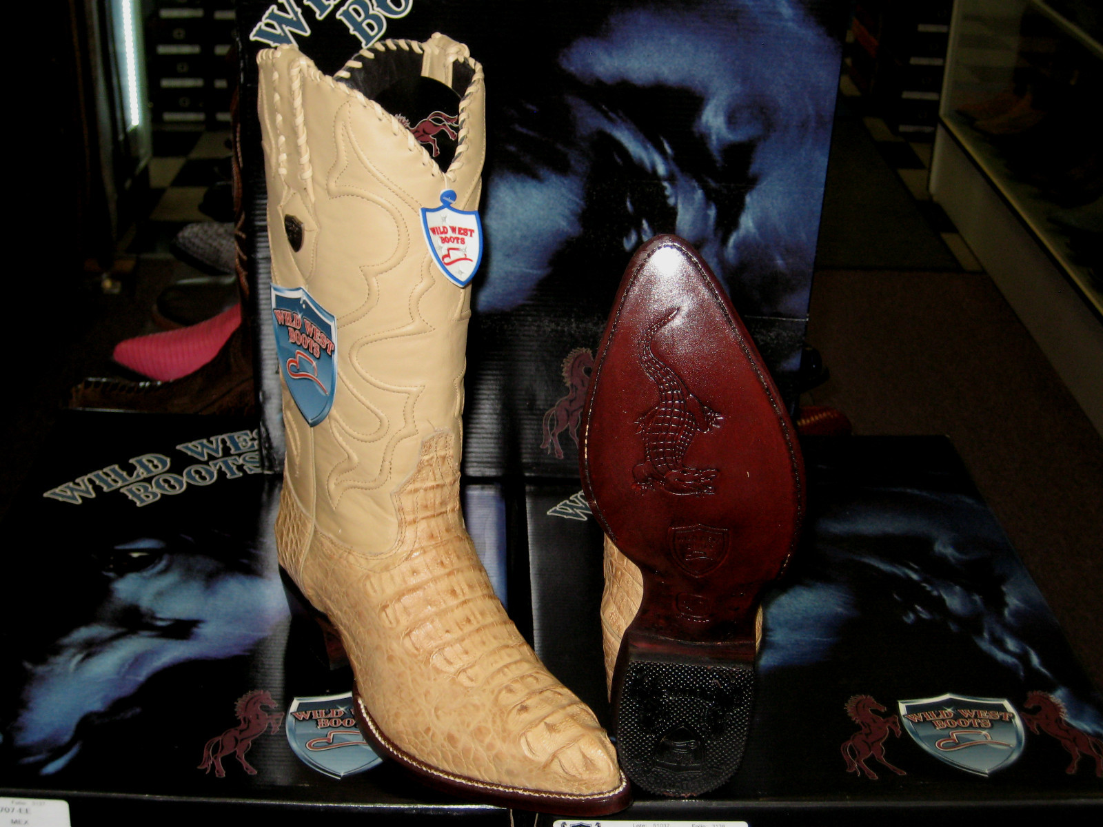 Pre-owned Wild West Boots Wild West Oryx Genuine Crocodile Hornback Western Cowboy Boot J-toe (ee) 2990211 In Oryx Tan